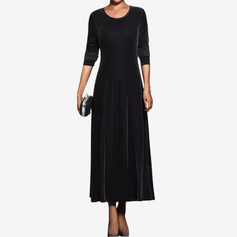 Round Neck Velvet Long Sleeve Dress