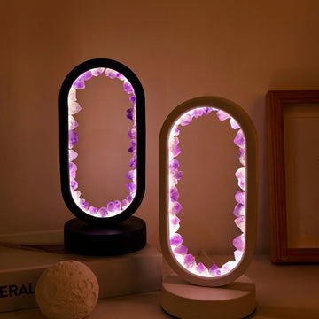 AmethystGlow- Serenity and Modern Elegance Oval Crystal LED Lamp