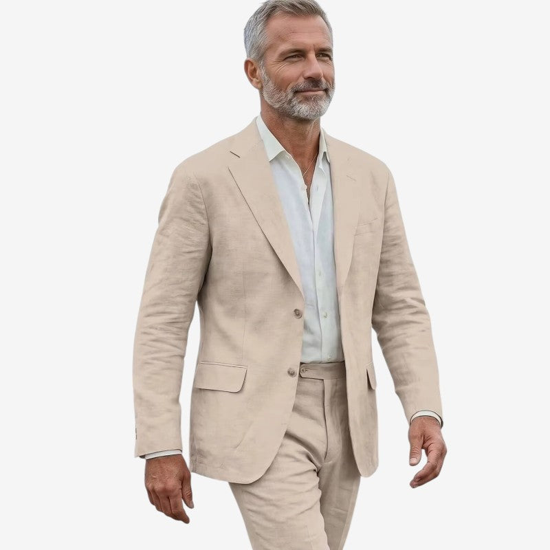 Men's Two-Piece Suit with Blazer and High-Waisted Trousers