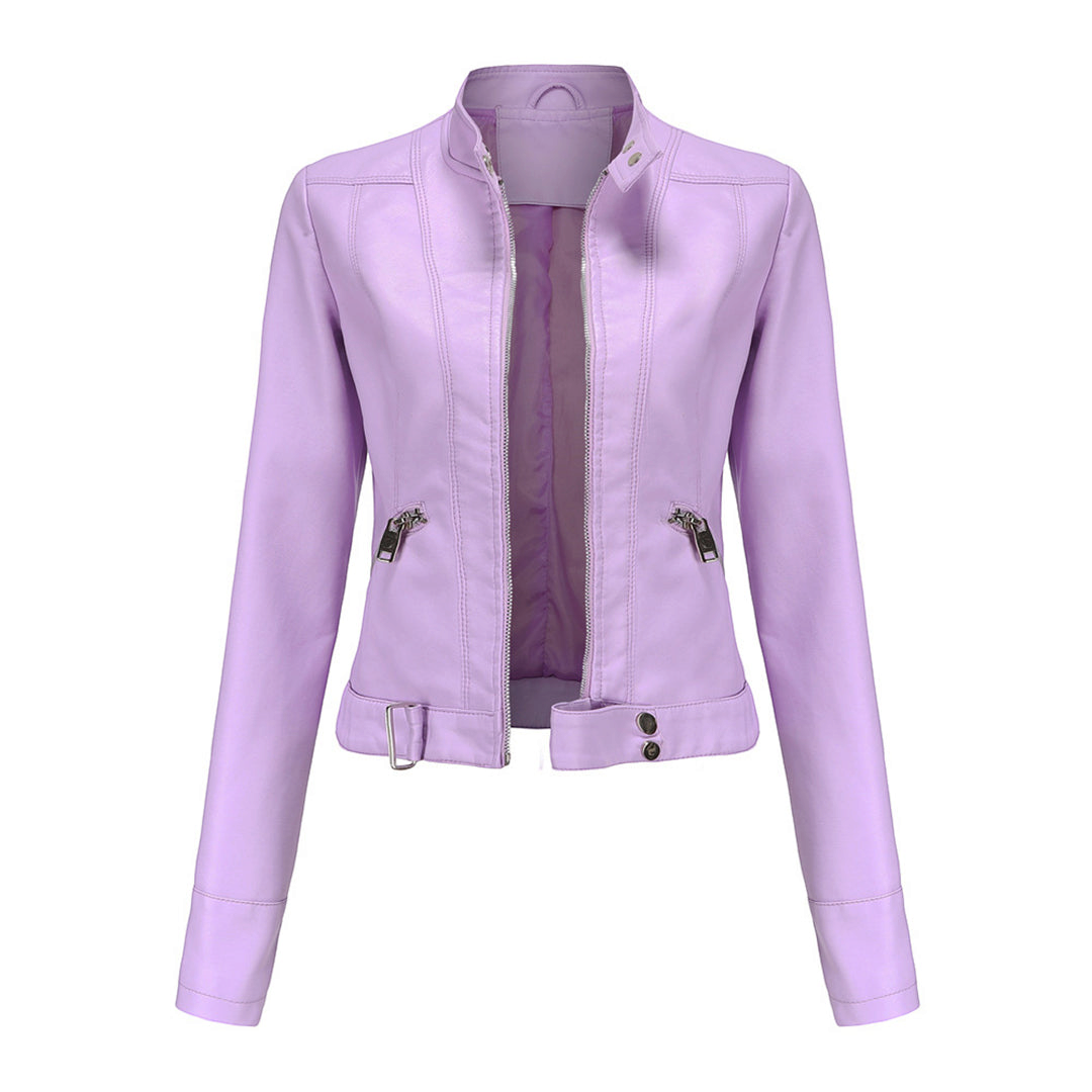 Qelvaris – Hosszú ujjú bőrdzseki cipzáras záródással