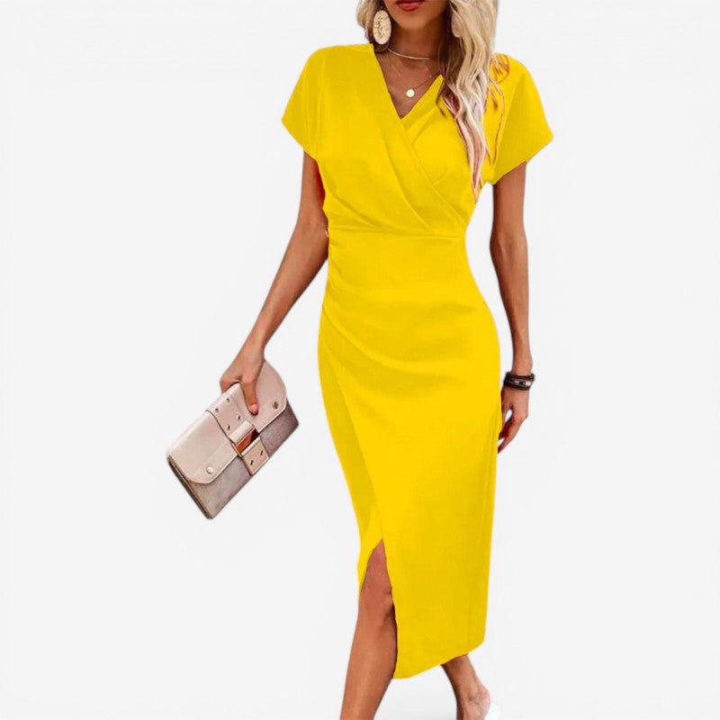 V-Shape Side Slit Midi Dress