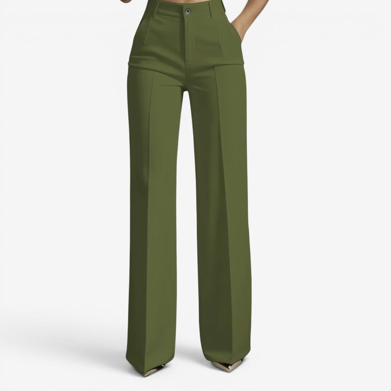 Chic Women's High Waisted Straight Leg Pants