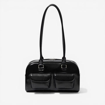 Multi Pocket Zip Leather Handbag