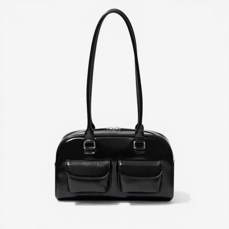 Multi Pocket Zip Leather Handbag