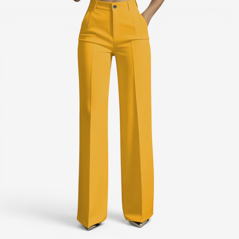Chic Women's High Waisted Straight Leg Pants
