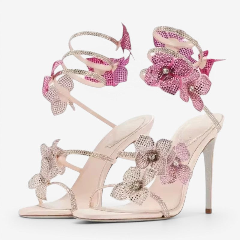 Elegant High Heeled Sandals with Pointed Toe