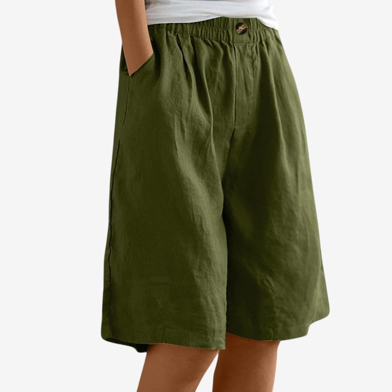 Stylish Women's Knee-Length Shorts with Elastic Waist