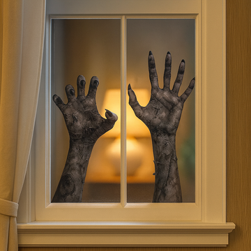 Creepy Zombie Hand Wall Sticker for Halloween – Matte PVC Window Decoration