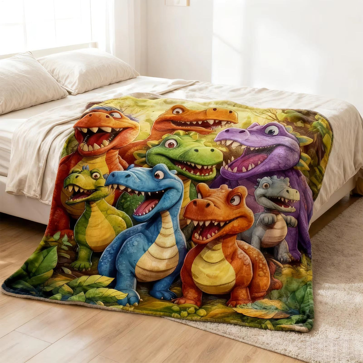DinoLayer - Plüss takaró 3D dinoszaurusz mintával