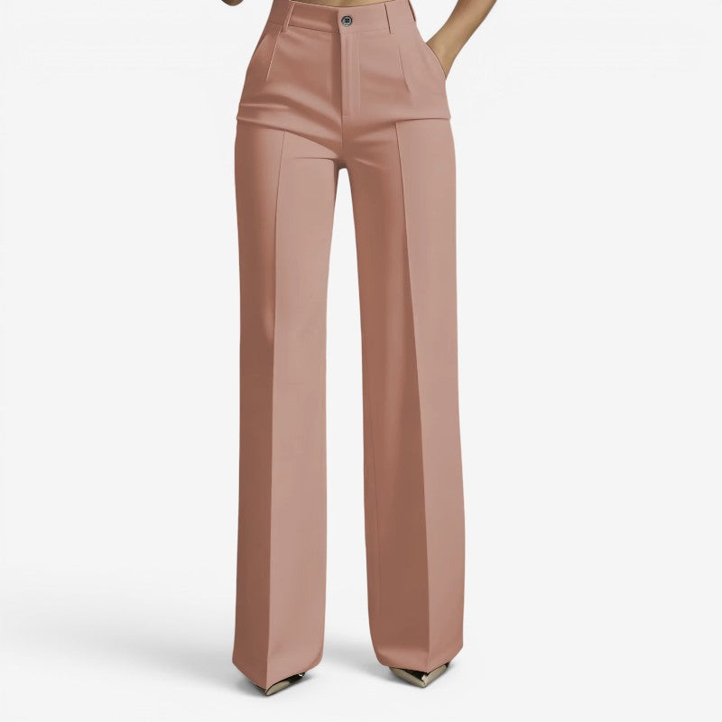 Chic Women's High Waisted Straight Leg Pants