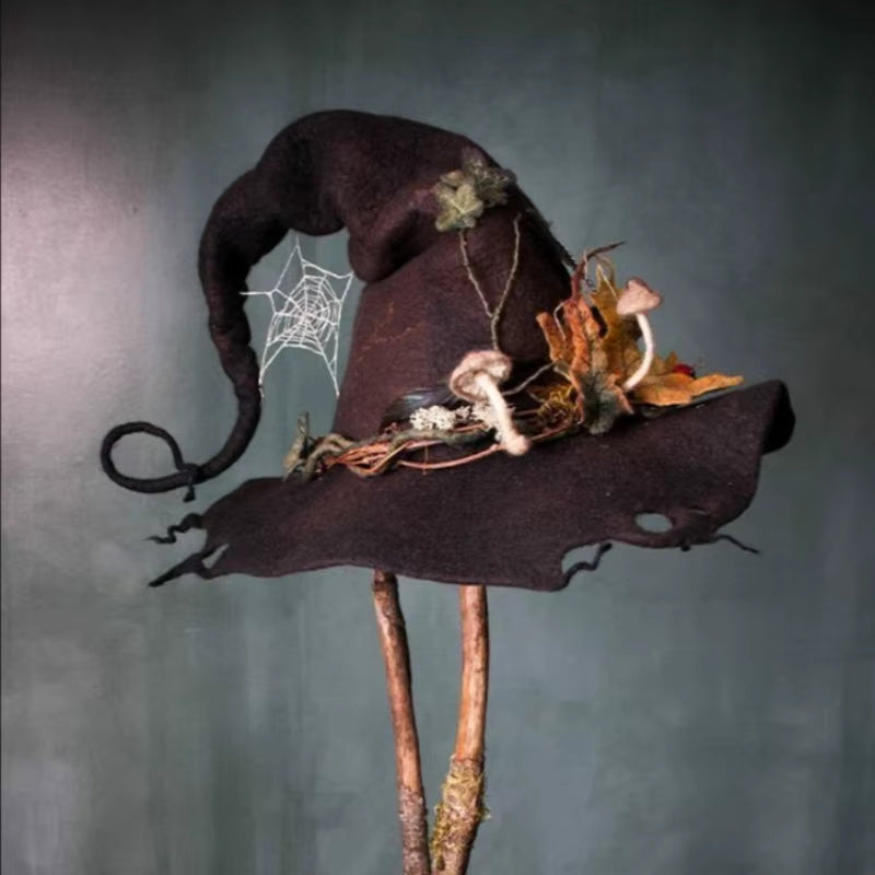 Floral Embellished Felt Witch Hat