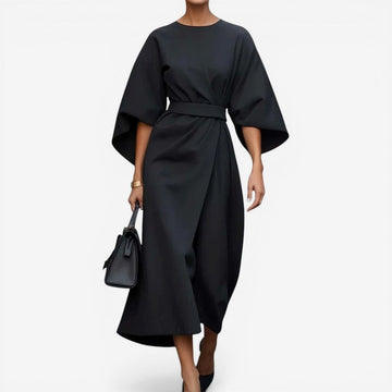 Lantern Sleeve Belted Dress