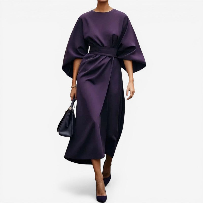 Lantern Sleeve Belted Dress