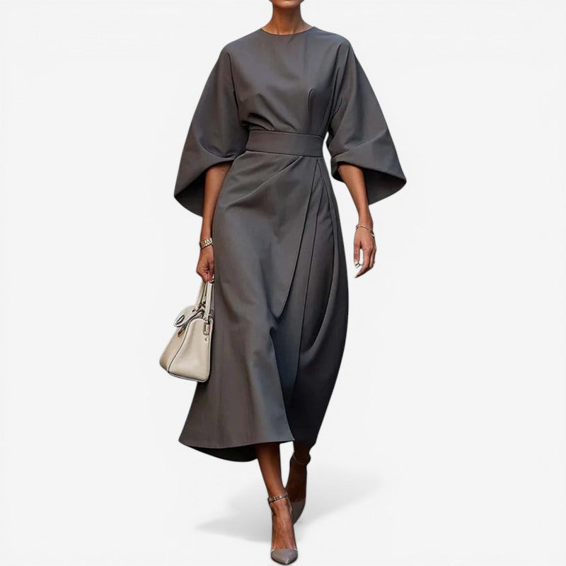 Lantern Sleeve Belted Dress