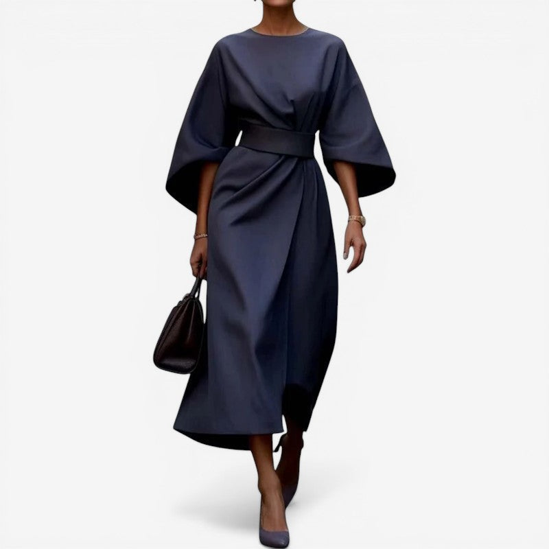 Lantern Sleeve Belted Dress