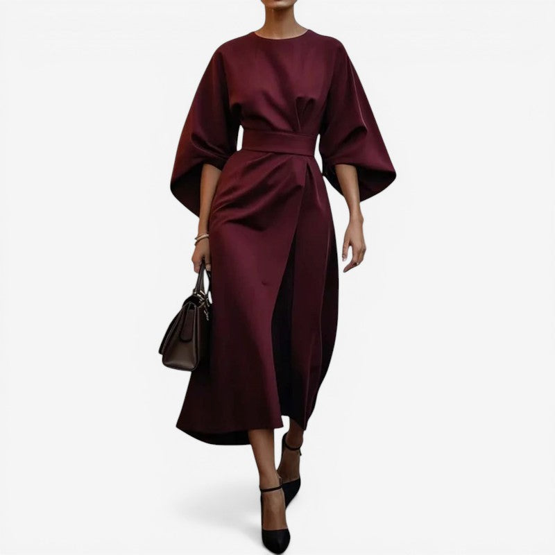 Lantern Sleeve Belted Dress