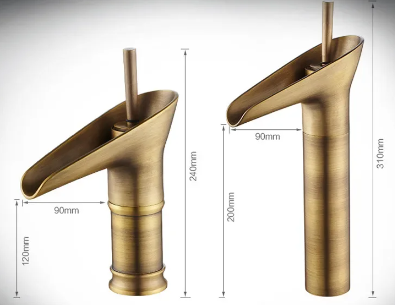 AquaFalls - Vintage Waterfall Bathroom Faucet Antique Brass Finish with Gentle Cascading Flow | Single-Handle Design for Effortless Water Control | Elegant Accent to Enhance Bathroom Aesthetics