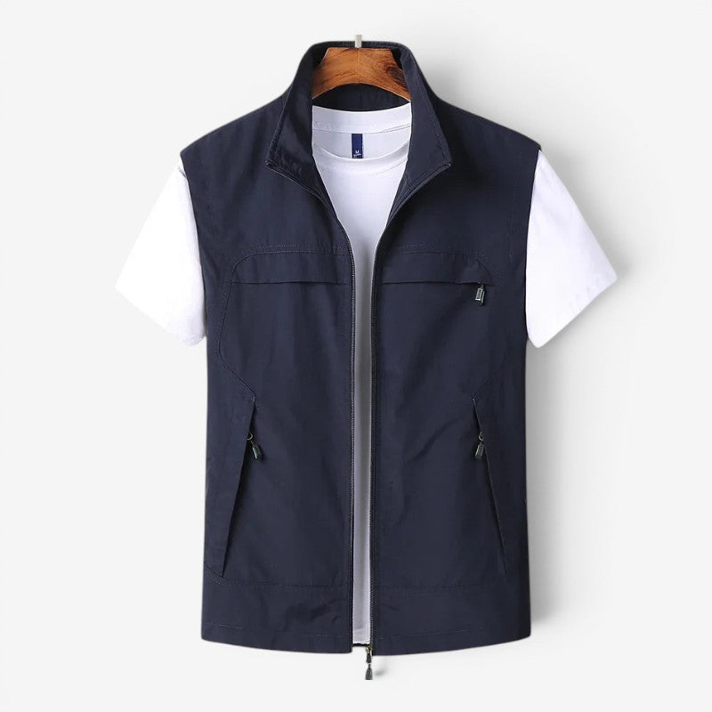 Men's Utility Vest with Stand-Up Collar