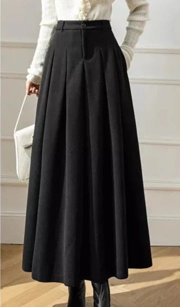 Solid-colored Hazie pleated skirt with high waist