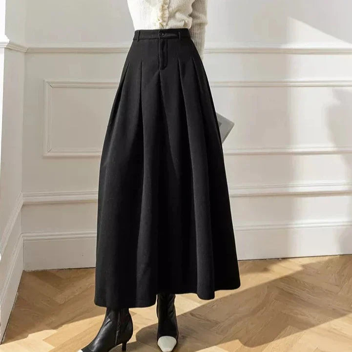 Solid-colored Hazie pleated skirt with high waist