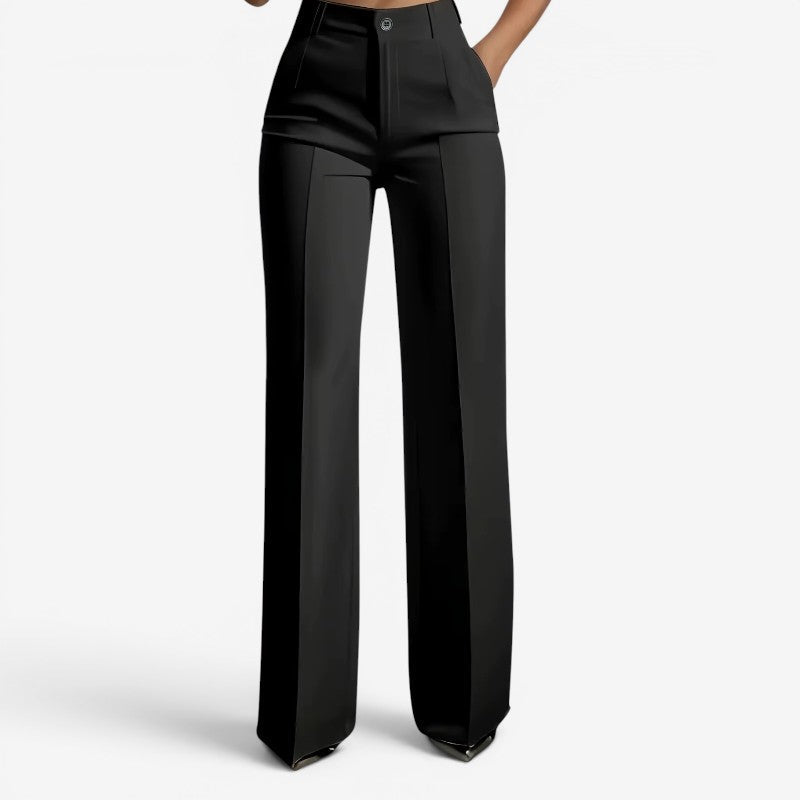 Chic Women's High Waisted Straight Leg Pants