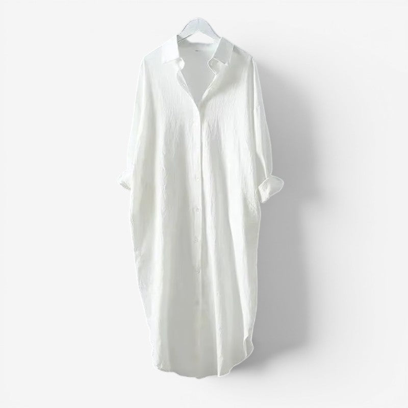 Elegant Women's Long Sleeve Midi Shirt Dress