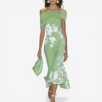 Off Shoulder Floral Slim Dress
