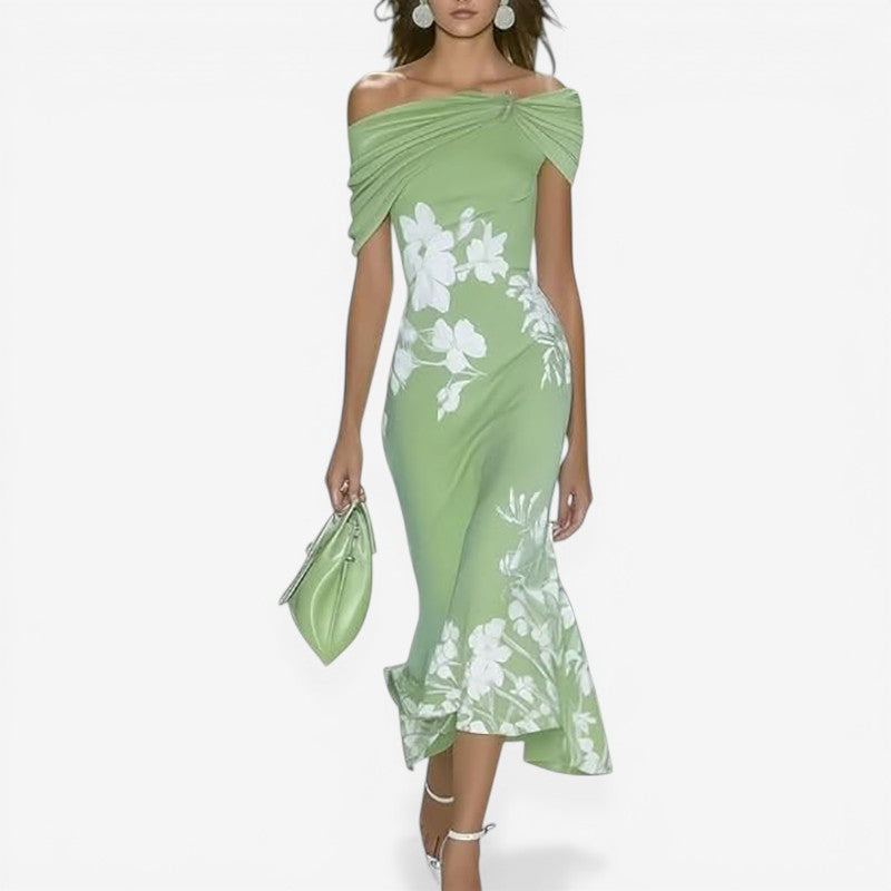 Off Shoulder Floral Slim Dress