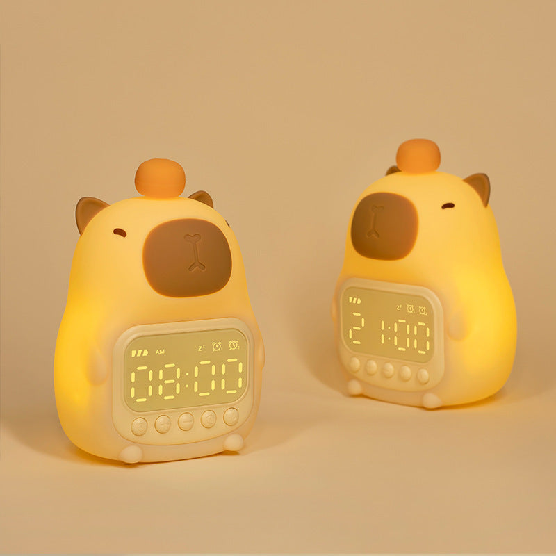 CapyTid - Capybara-Shaped Alarm Clock Gentle LED Night Light with Soothing Wake-Up Function | Rechargeable Eco-Friendly Design | Cozy and Adorable Alarm Clock for Bedroom or Travel