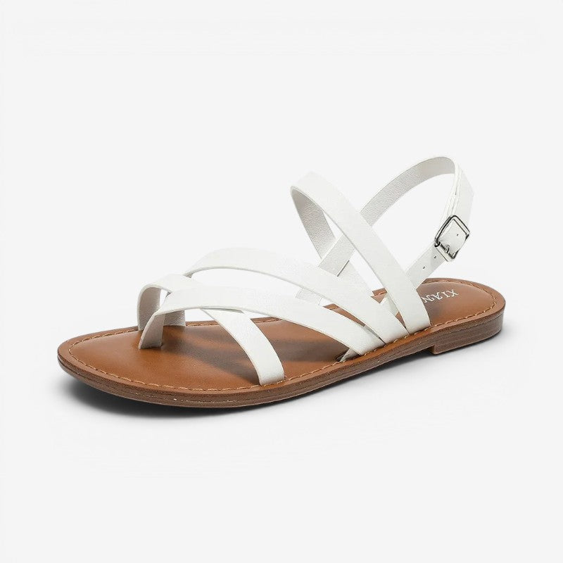 Women's Flat Sandals with Round Toe And Adjustable Buckle