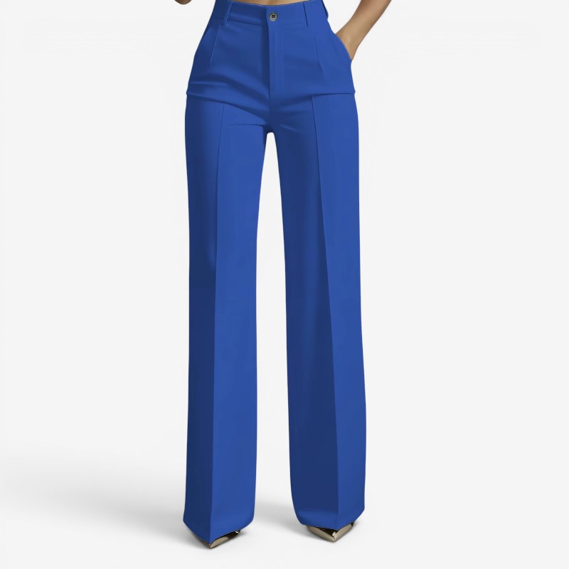 Chic Women's High Waisted Straight Leg Pants