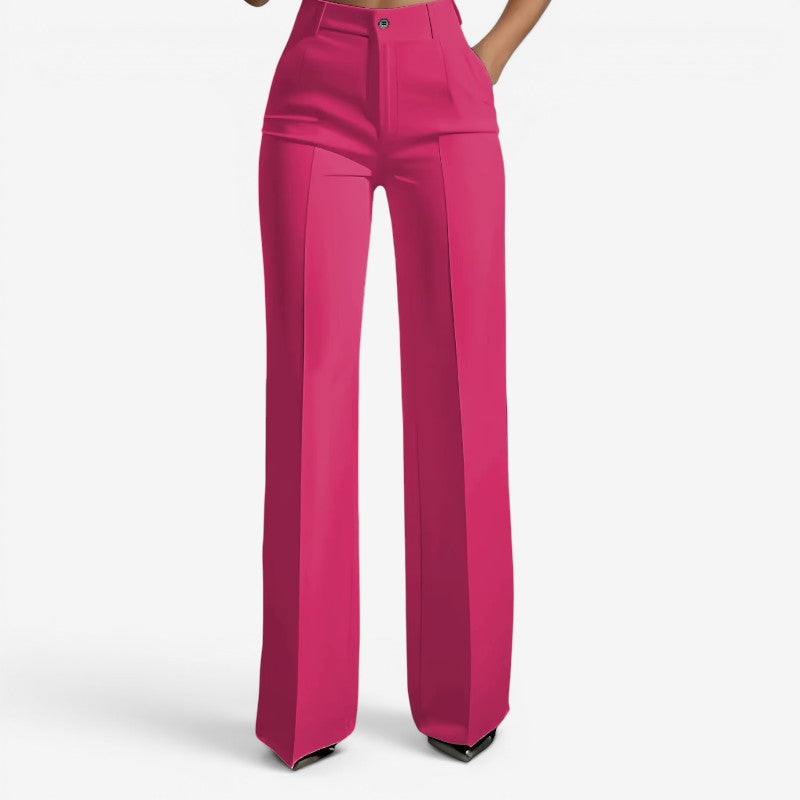 Chic Women's High Waisted Straight Leg Pants