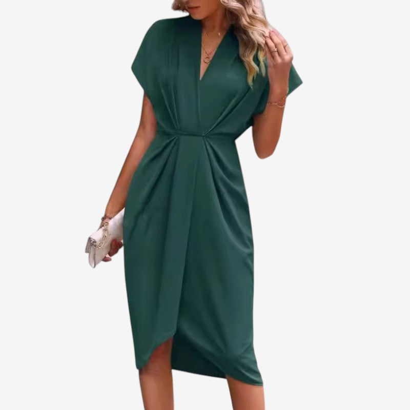 Elegant Midi Dress with V-Neck