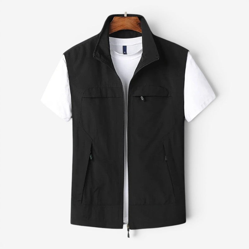 Men's Utility Vest with Stand-Up Collar