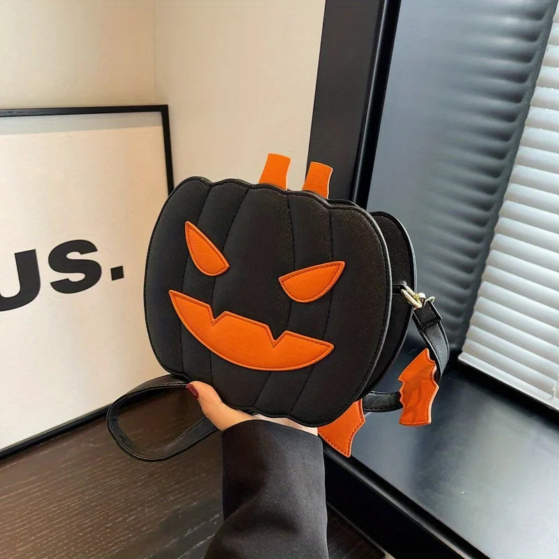 Luna - Pumpkin Purse with Bat Motif
