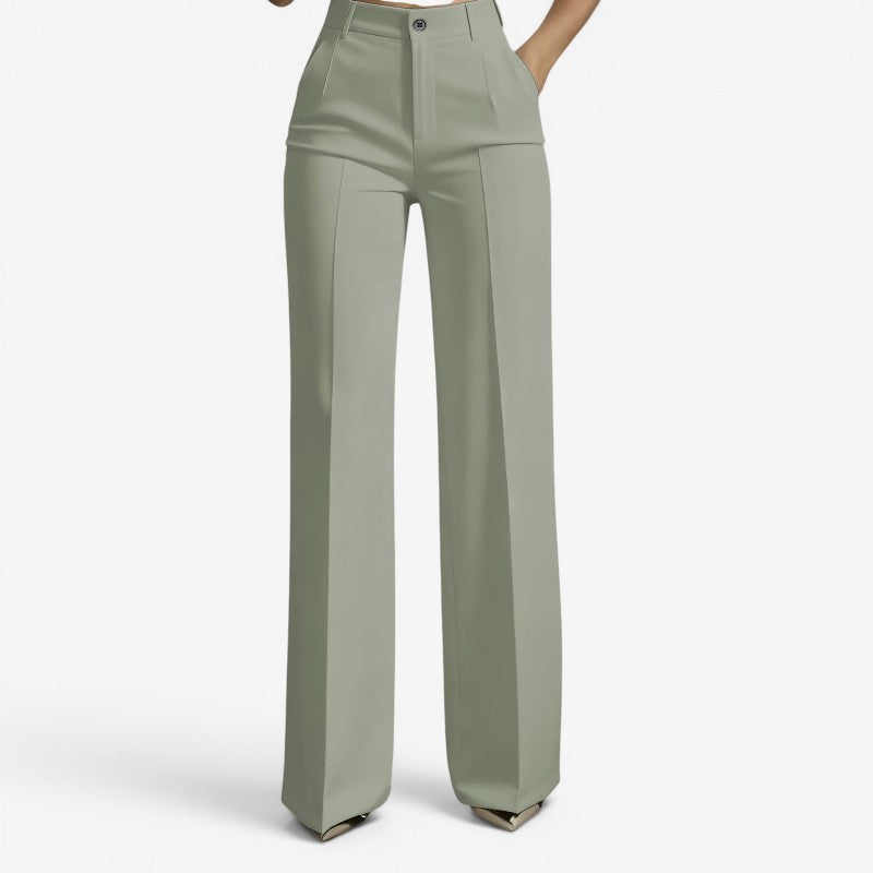 Chic Women's High Waisted Straight Leg Pants