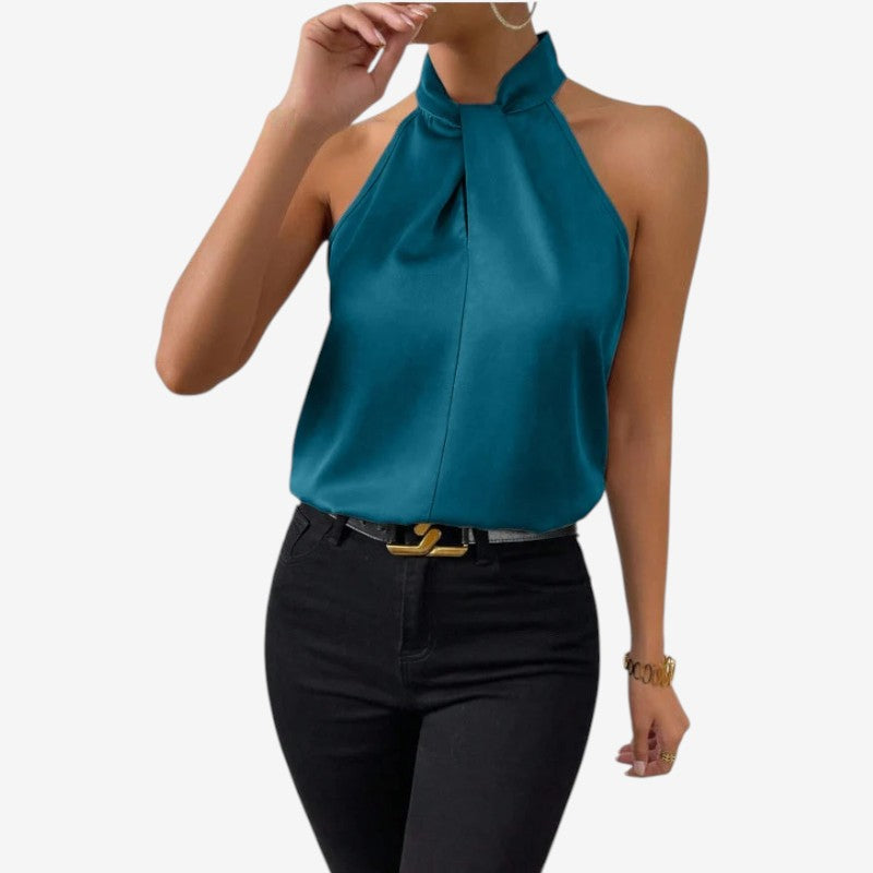 Elegant Women's Sleeveless High Neck Blouse