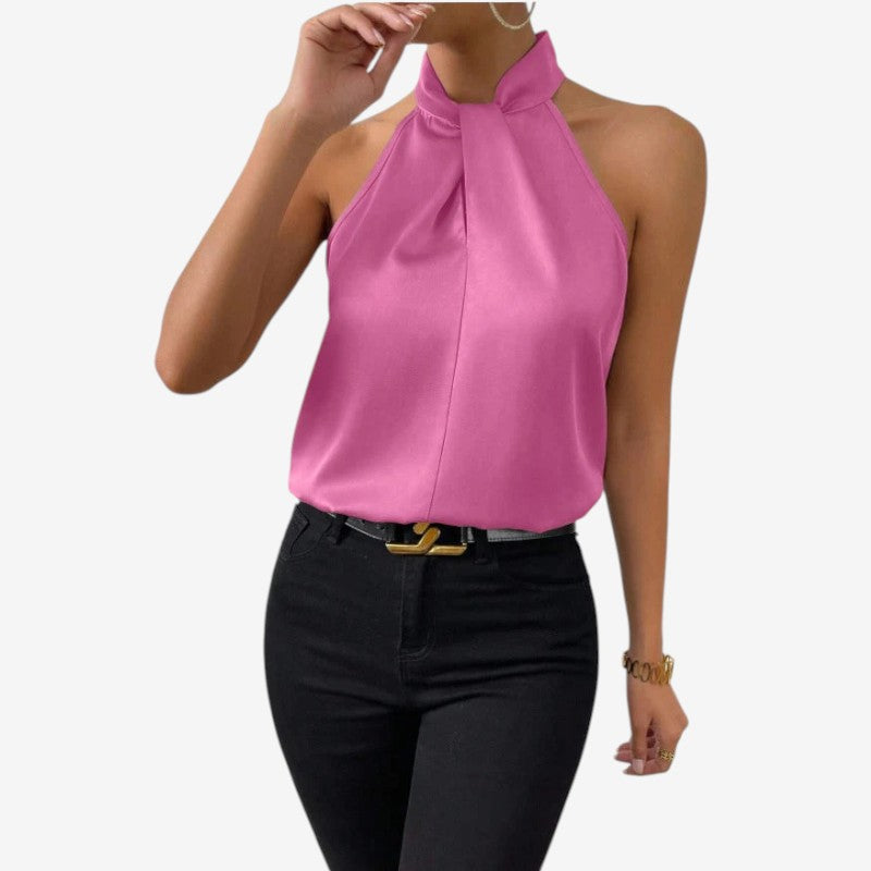 Elegant Women's Sleeveless High Neck Blouse