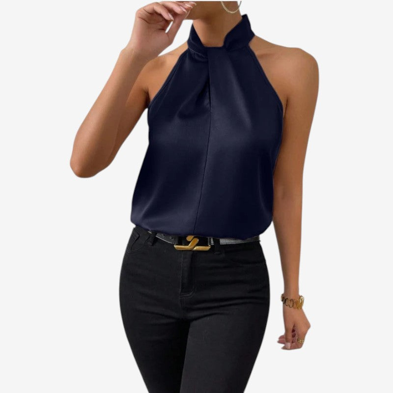 Elegant Women's Sleeveless High Neck Blouse