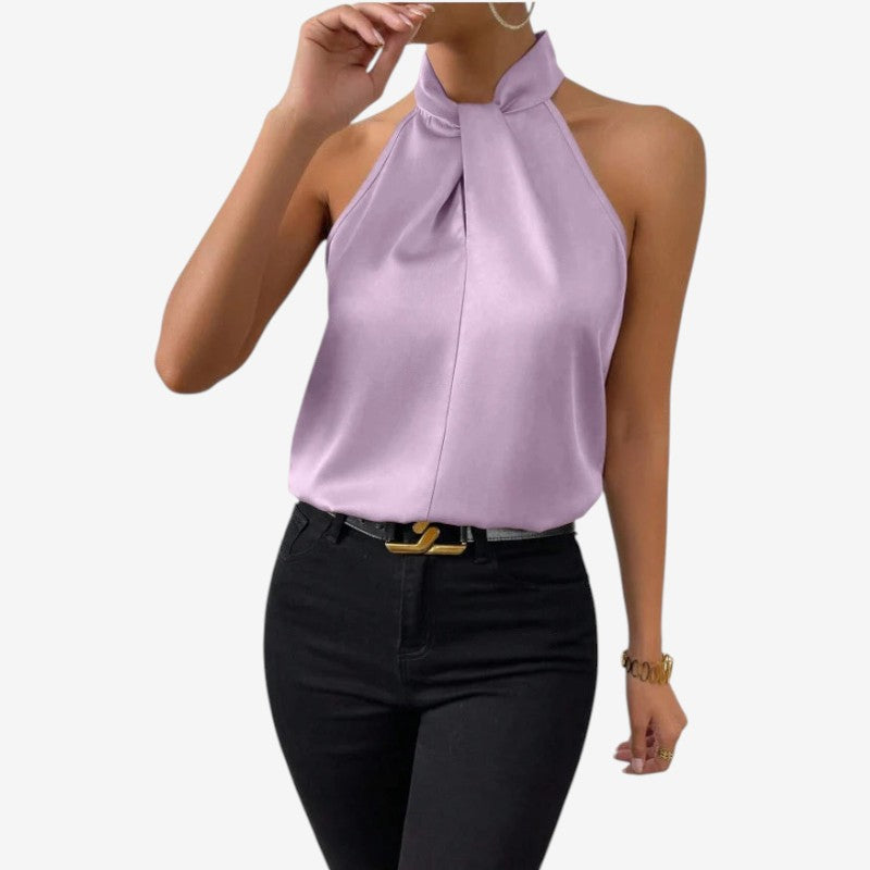 Elegant Women's Sleeveless High Neck Blouse