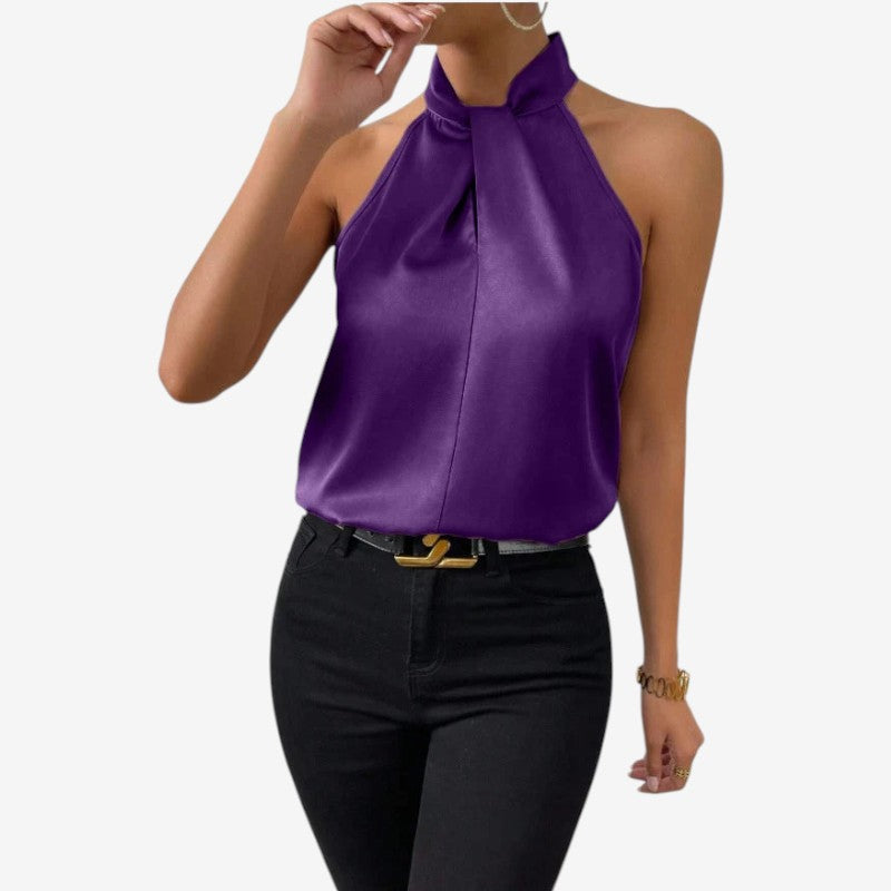 Elegant Women's Sleeveless High Neck Blouse