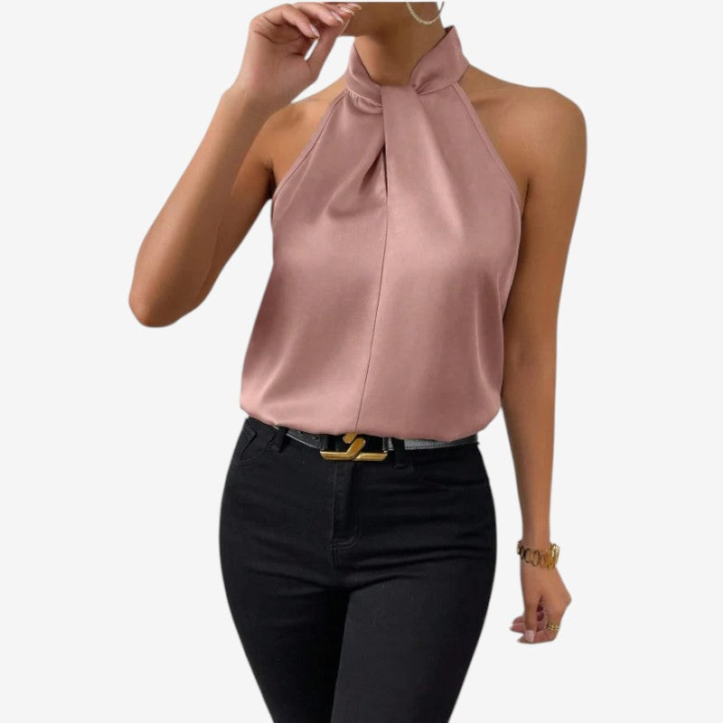 Elegant Women's Sleeveless High Neck Blouse