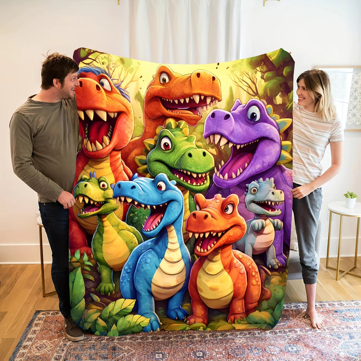 DinoLayer - Plüss takaró 3D dinoszaurusz mintával