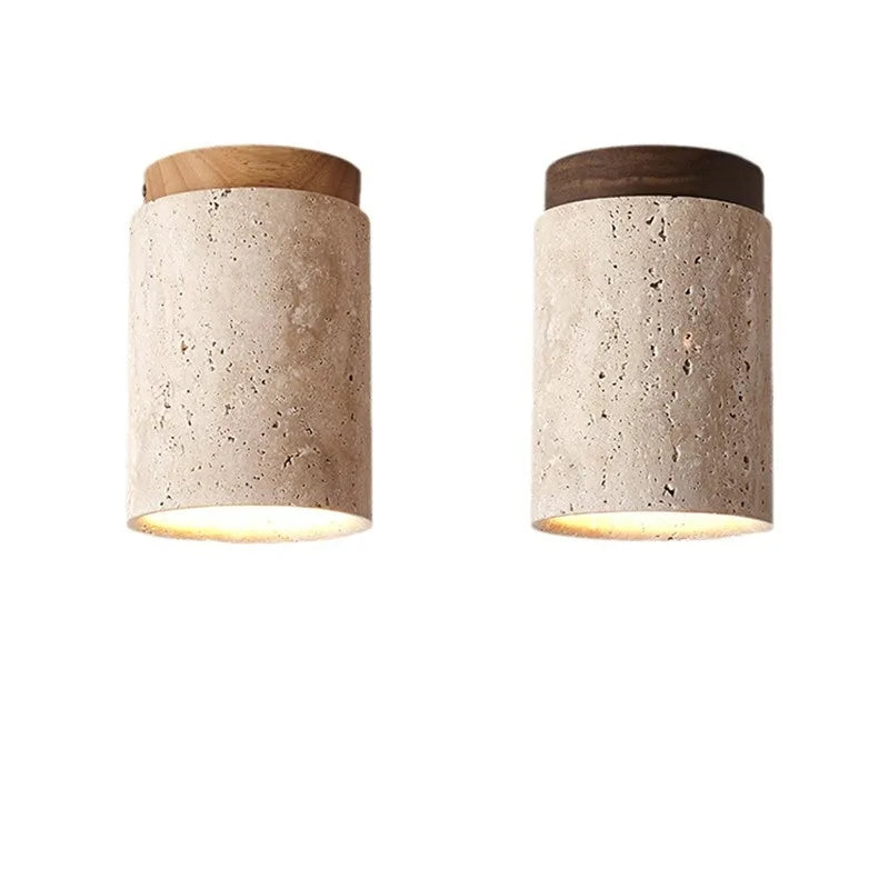 ModernTouch - Cement & Wood Flush Mount with Sleek Modern-Rustic Style | Soft Diffused Ambient Glow for Cozy Rooms | Durable Design for Living Room, Bedroom or Entryway