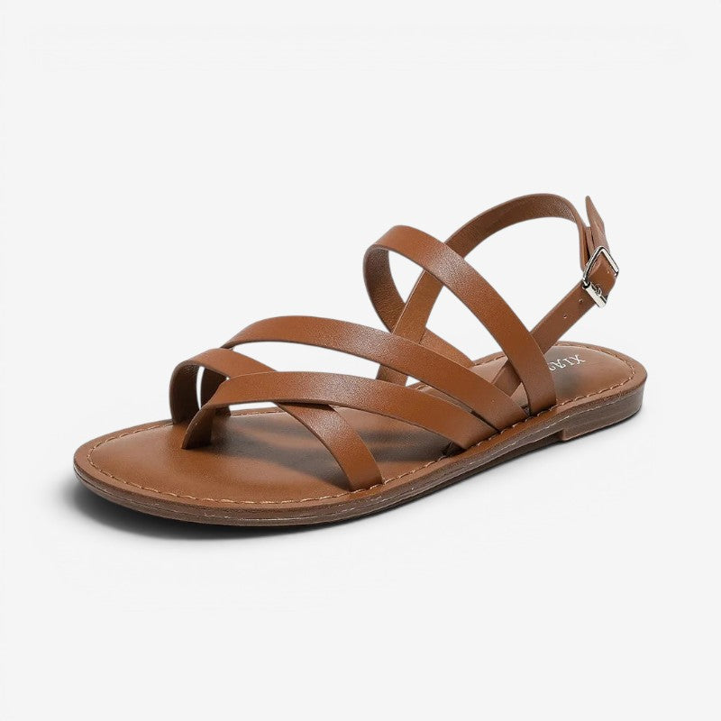 Women's Flat Sandals with Round Toe And Adjustable Buckle
