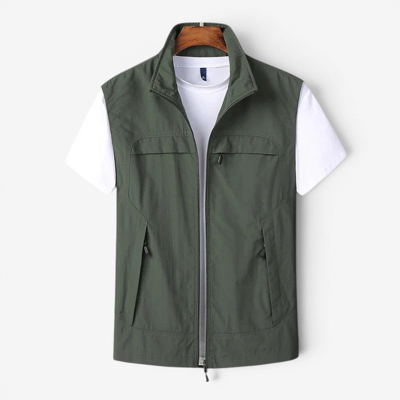 Men's Utility Vest with Stand-Up Collar