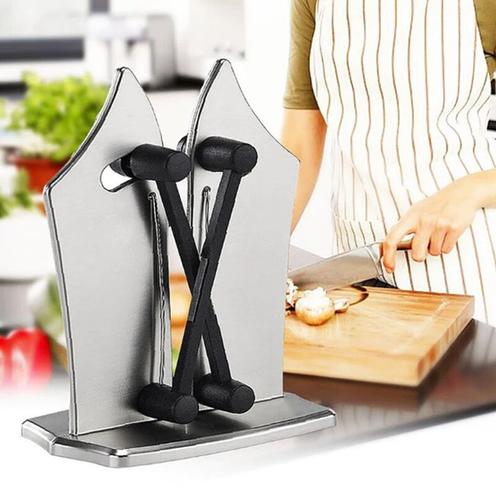 SharpEdge - Professional Heavy-Duty Knife Sharpener Restores Dull Blades Quickly | Works on Kitchen, Chef, Hunting, and Serrated Knives | Non-Slip Base with Ergonomic Handle for Safe and Easy Sharpening