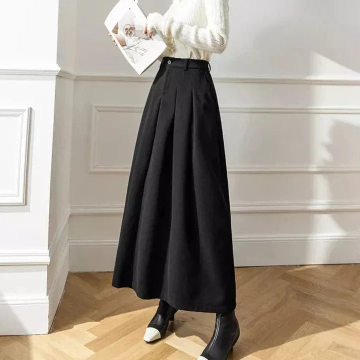 Solid-colored Hazie pleated skirt with high waist