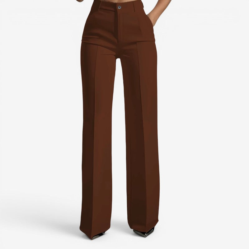 Chic Women's High Waisted Straight Leg Pants