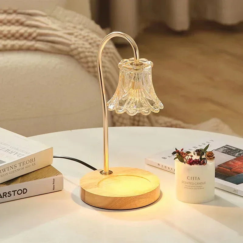 BloomGlow - Floral Glass Table Lamp Flower-Shaped Lampshade with Clear or Translucent Glass | Soft Diffused Ambient Glow for Cozy and Elegant Atmosphere | Decorative Accent for Bedroom, Living Room, or Reading Nook